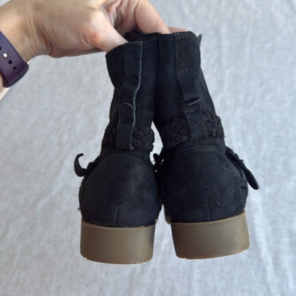 Teva De La Vina Waterproof Suede Black Side Zip Leather Ankle Boot‎ size 7 - Picture 6 of 11